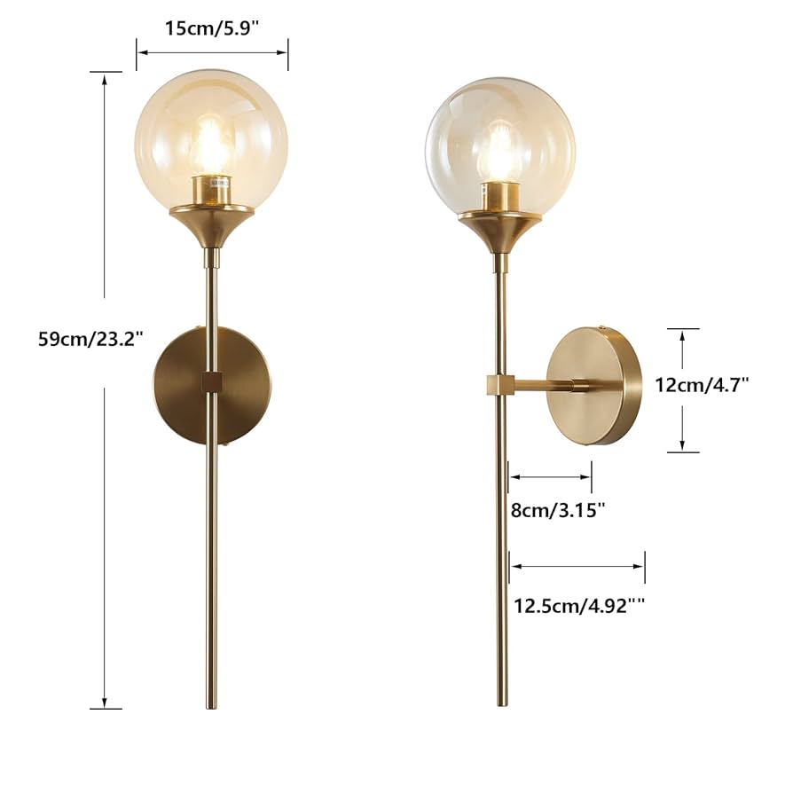 BOKT Mid Century Modern Gold Long Pole Wall Sconce Lighting